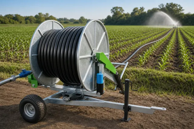 Tubería PPP instalada en un carrete de riego